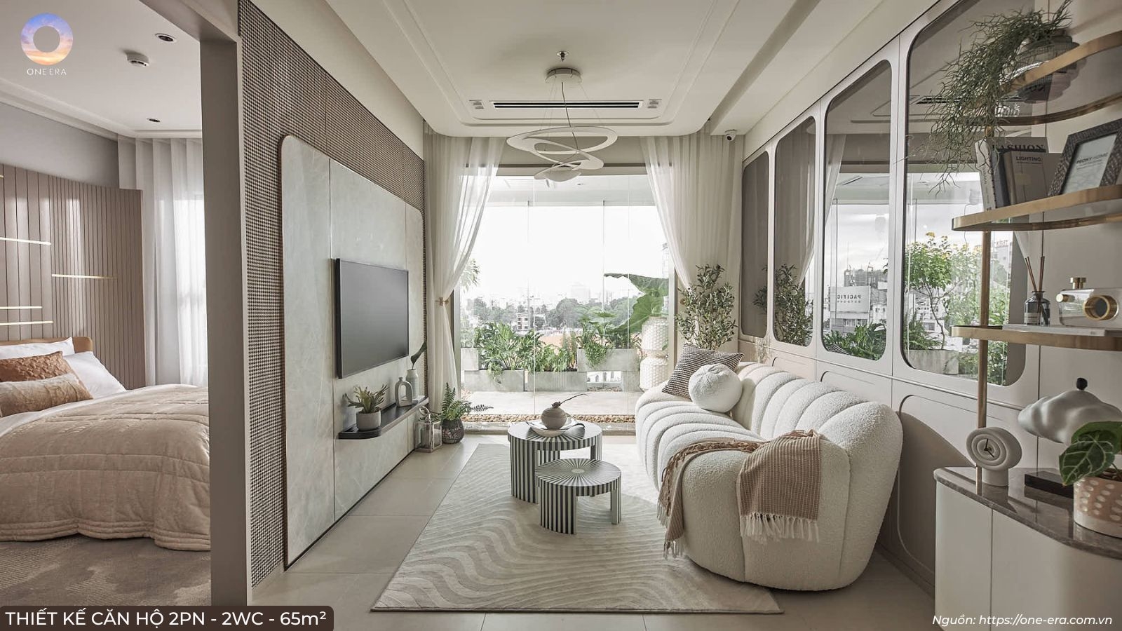 Nhà mẫu căn hộ 2PN 2WC diện tích 65m2