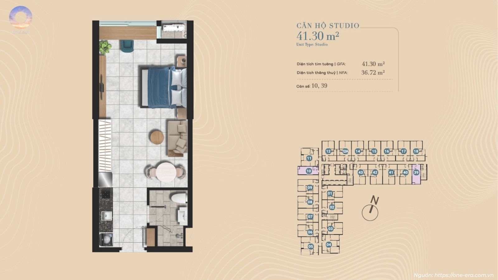 Thiết Kế Layout Chi Tiết Căn Hộ Studio Dự án One Era