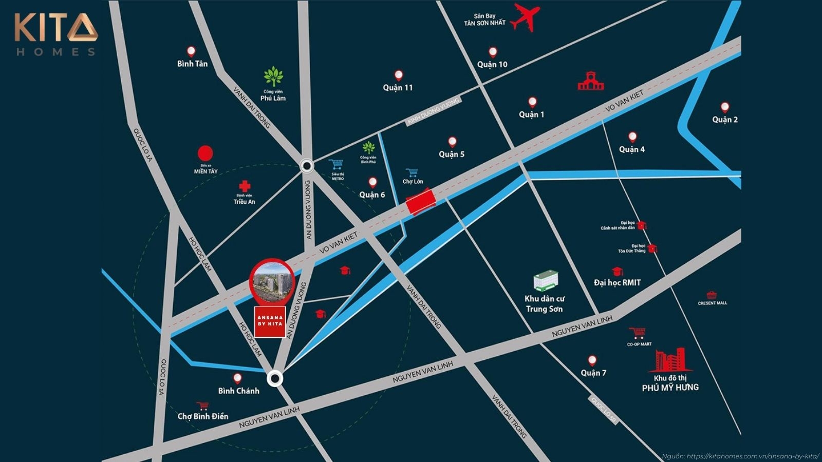 Vị trí Ansana by Kita - mặt tiền Võ Văn Kiệt