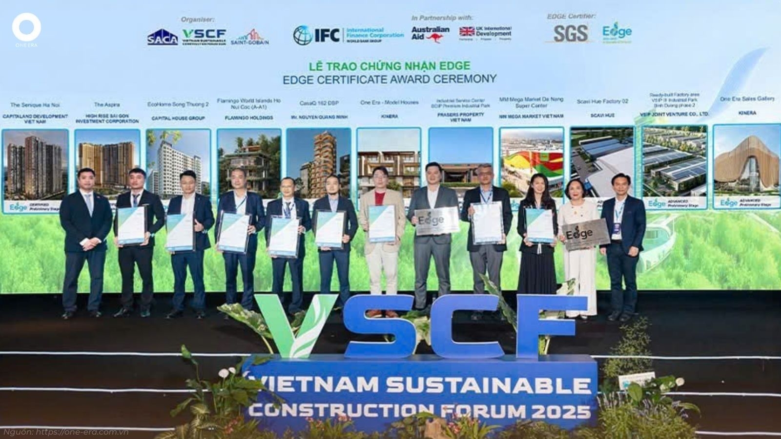 Tổng hợp các giải thưởng danh giá quốc tế (Asia Property Awards, Robb Report) và chứng nhận xanh EDGE của dự án One Era