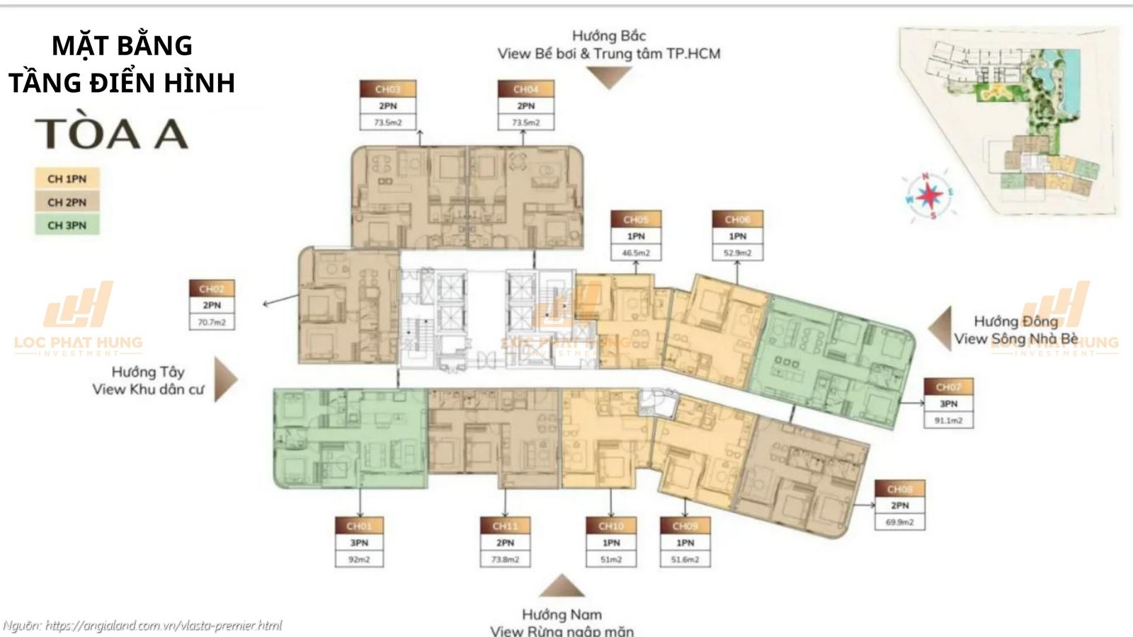 Mặt bằng tầng điển hình căn hộ chung cư Vlasta Premier Quận 7