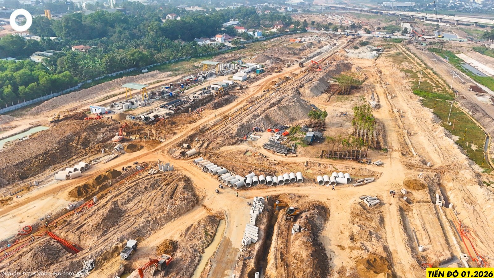 Toàn cảnh công trường thi công rầm rộ tại dự án One Era tháng 1/2026 – Thành phố Vạn Tiềm Năng 50ha