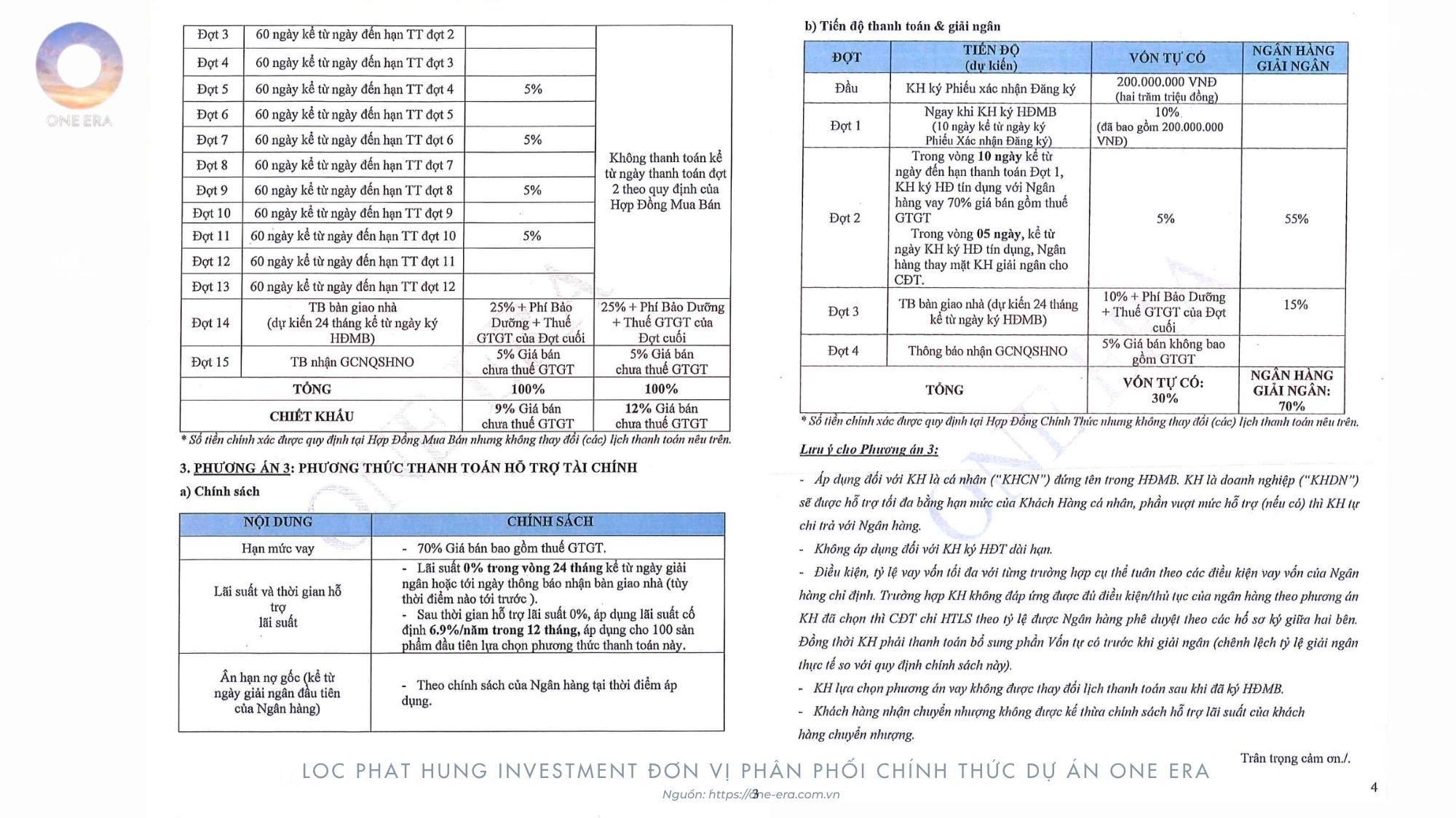 Chính sách bán hàng One Era áp dụng từ tháng 10/2026